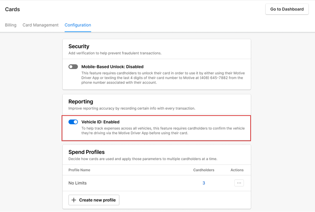 How to enable and disable Vehicle ID Reporting for the Motive Card ...