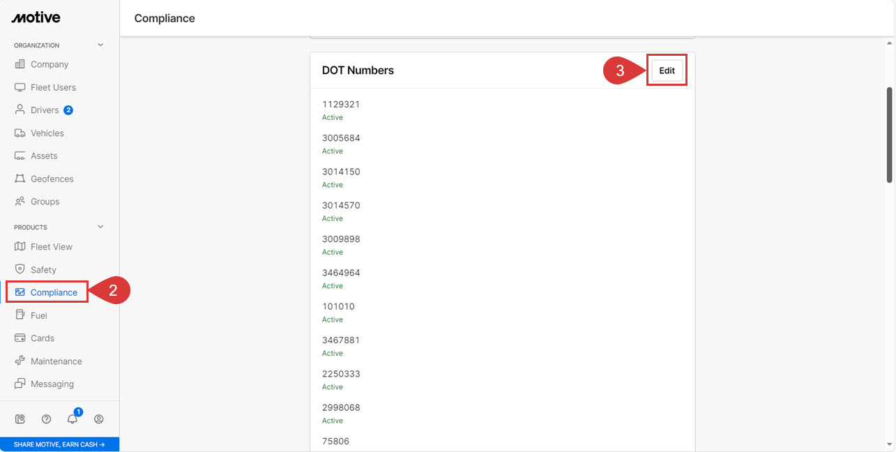 How to change/edit company DOT number Motive Help Center