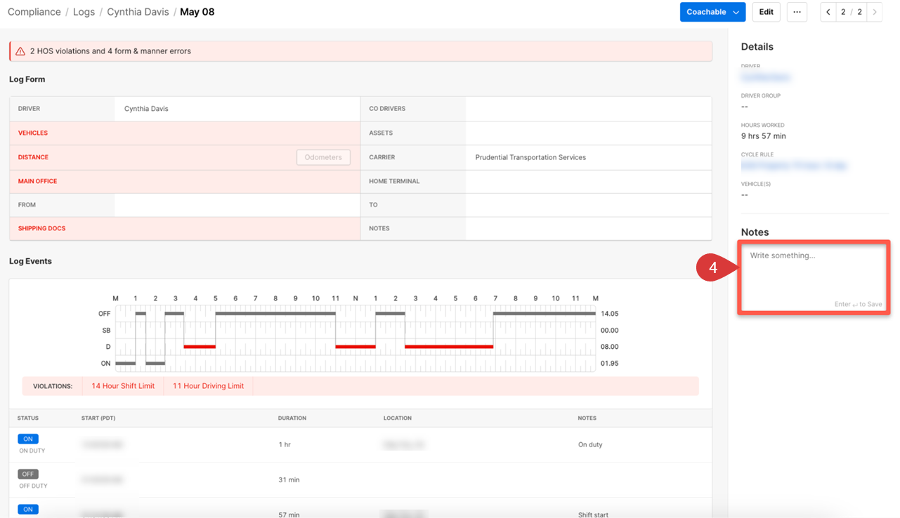 How to add a note to a log – Motive Help Center