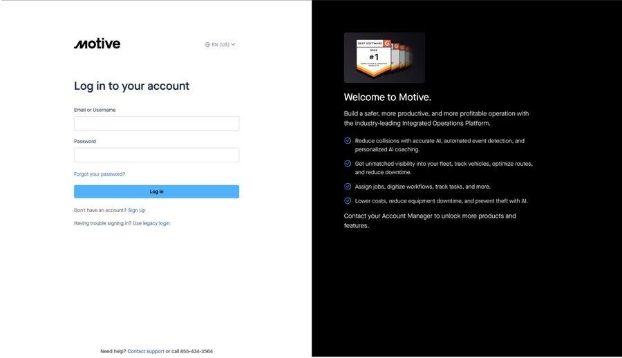 Motive login page
