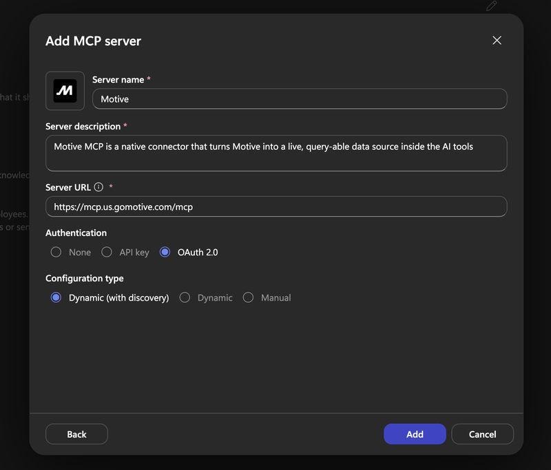 Add MCP server form