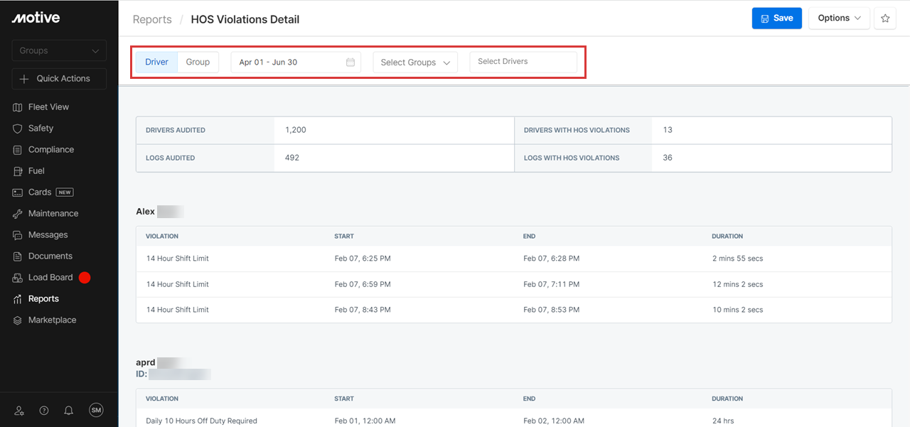 HOS Driver Log Auditing