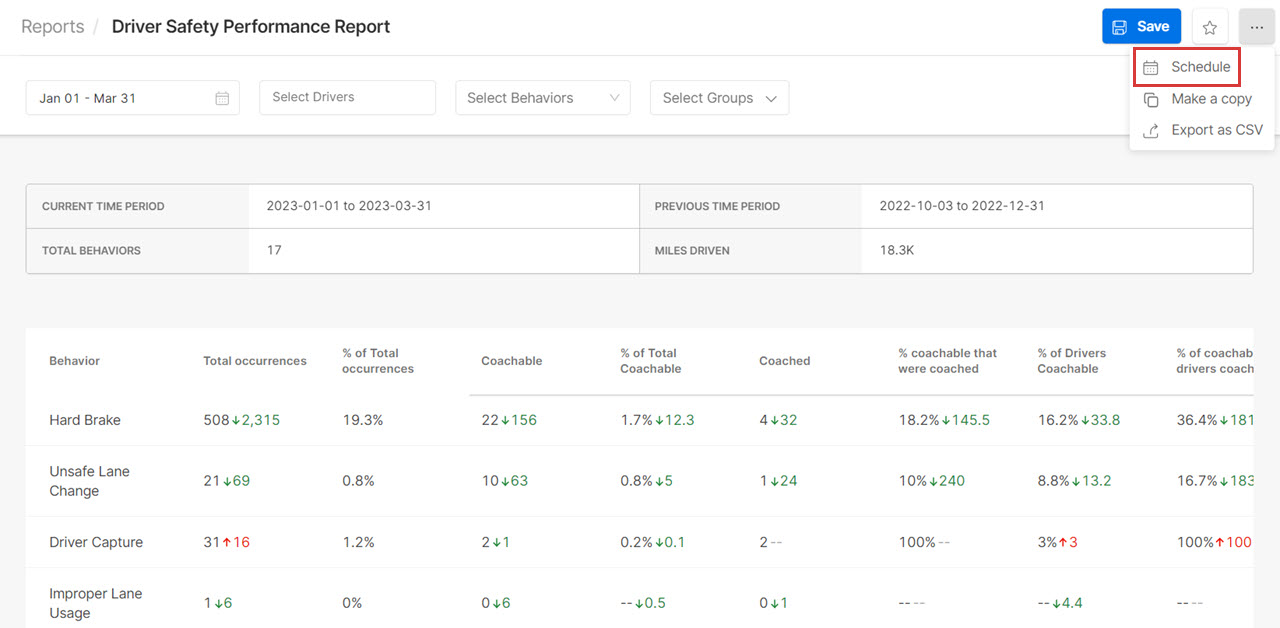How to view Driver Safety Performance report Motive Help Center